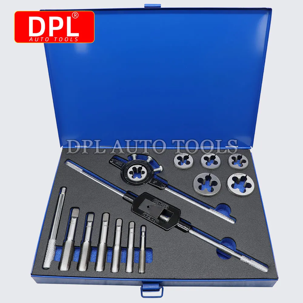 14PCS Metric Tap and Die Set Tool Kit for Creating Repairing Tapping Tools Coarse and Fine Internal Threads and External Threads