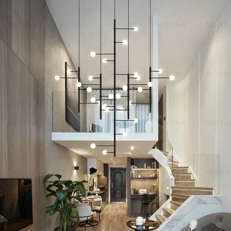 Living Room Interlacing Branches Pendant Lights Hotel Lobby Chandelier Duplex Villa Building Hanging Lamps Glowing Ball Lighting