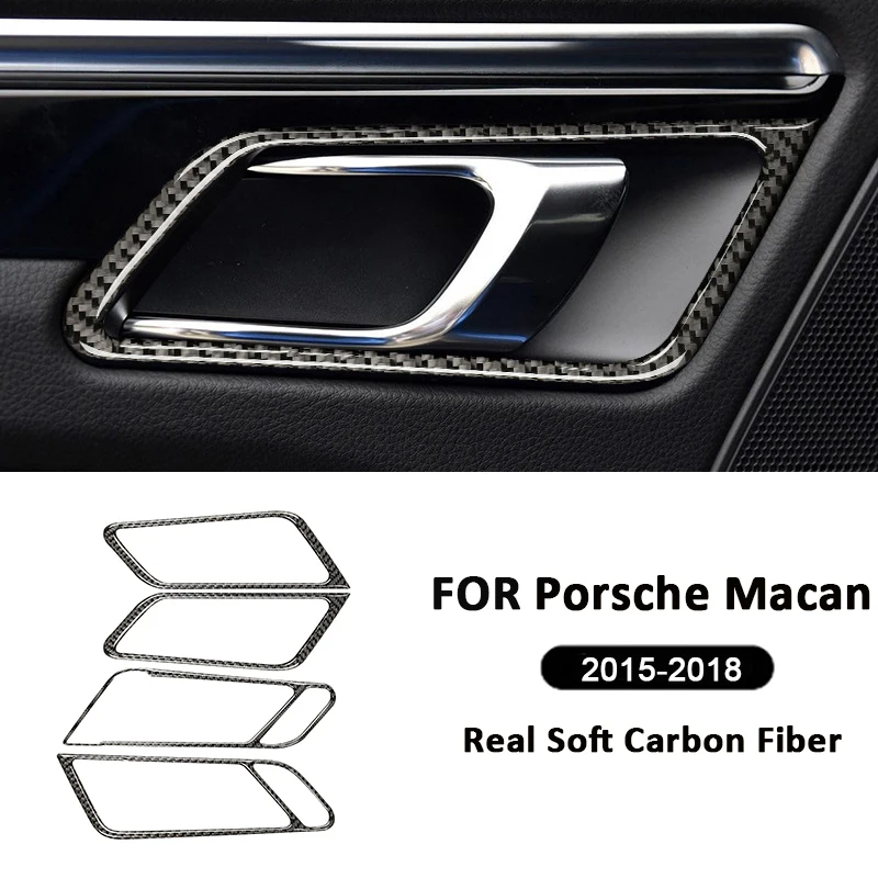 

For Porsche Macan 2015-2018 Carbon Fiber Roadster Inner Pull Handle Trim Frame Trim Cover Interior Decoration Sticker Accessorie