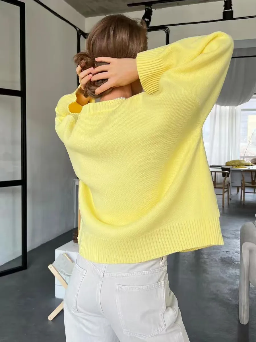 Casual Loose Knitted Pocket Long-sleeved Women's Tops Autumn Winter Simple Elegant Versatile Sweater Female Cardigan Coat 2026