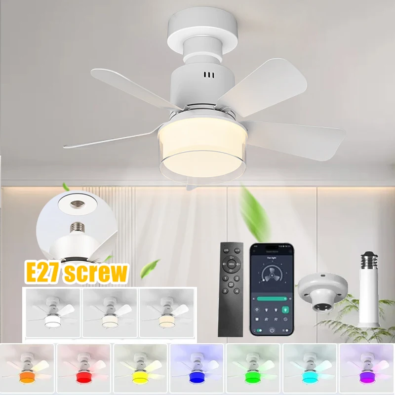 led-シーリングファンライト-e27-アプリ-リモコン付き-調光-6速調整可能な風速-リビングルーム、書斎、家庭用に最適