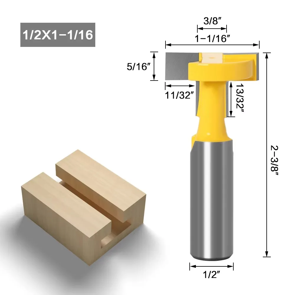 

1 шт., высококачественная фреза с Т-образным пазом и Т-образной направляющей - 8 дюймов, 1/2 дюйма, 12 мм, хвостовик для деревообработки, долото, фреза
