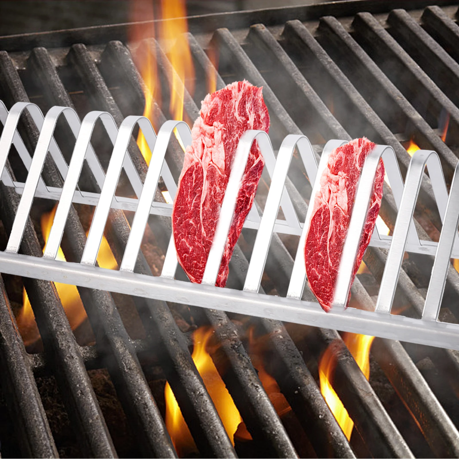 

Portable BBQ Rack Stainless Steel Foldable Barbecue Grill Outdoor Picnic Roaster Durable Food Grade Safe Space Saving Stable