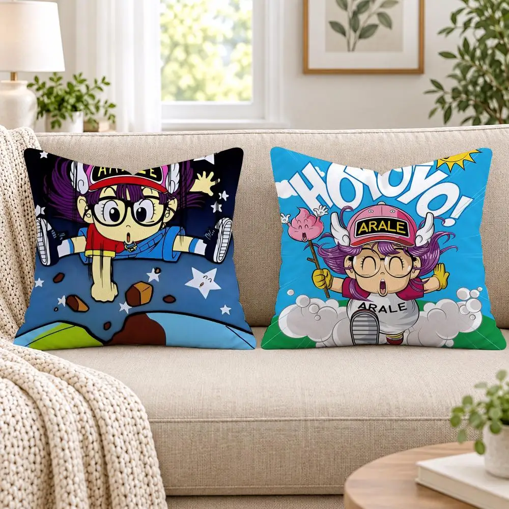 Cartoon Dr S-Slump Arale Cushion Cover Short Plush Double-Sided Printing Sofa Bedroom Living Room Throw Pillow Cover Home Decor
