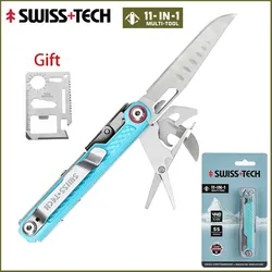 SWISS TECH 11 in 1 Mini Multitool Folding Multi Tool EDC Outdoor Camping Survival Tools Pocket  Scissors Screwdriver Hand Tools