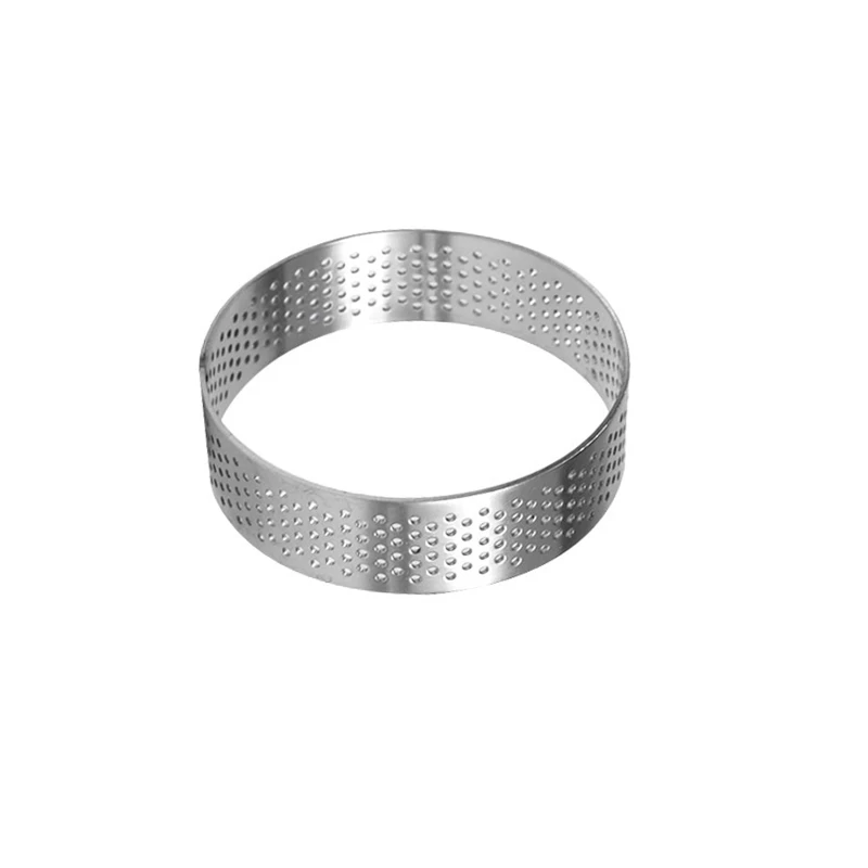 Circular Tart Ring French Dessert Stainless Steel Perforated Fruit Pie Quiche Cake Mousse Mold Kitchen DIY Baking DropShipping