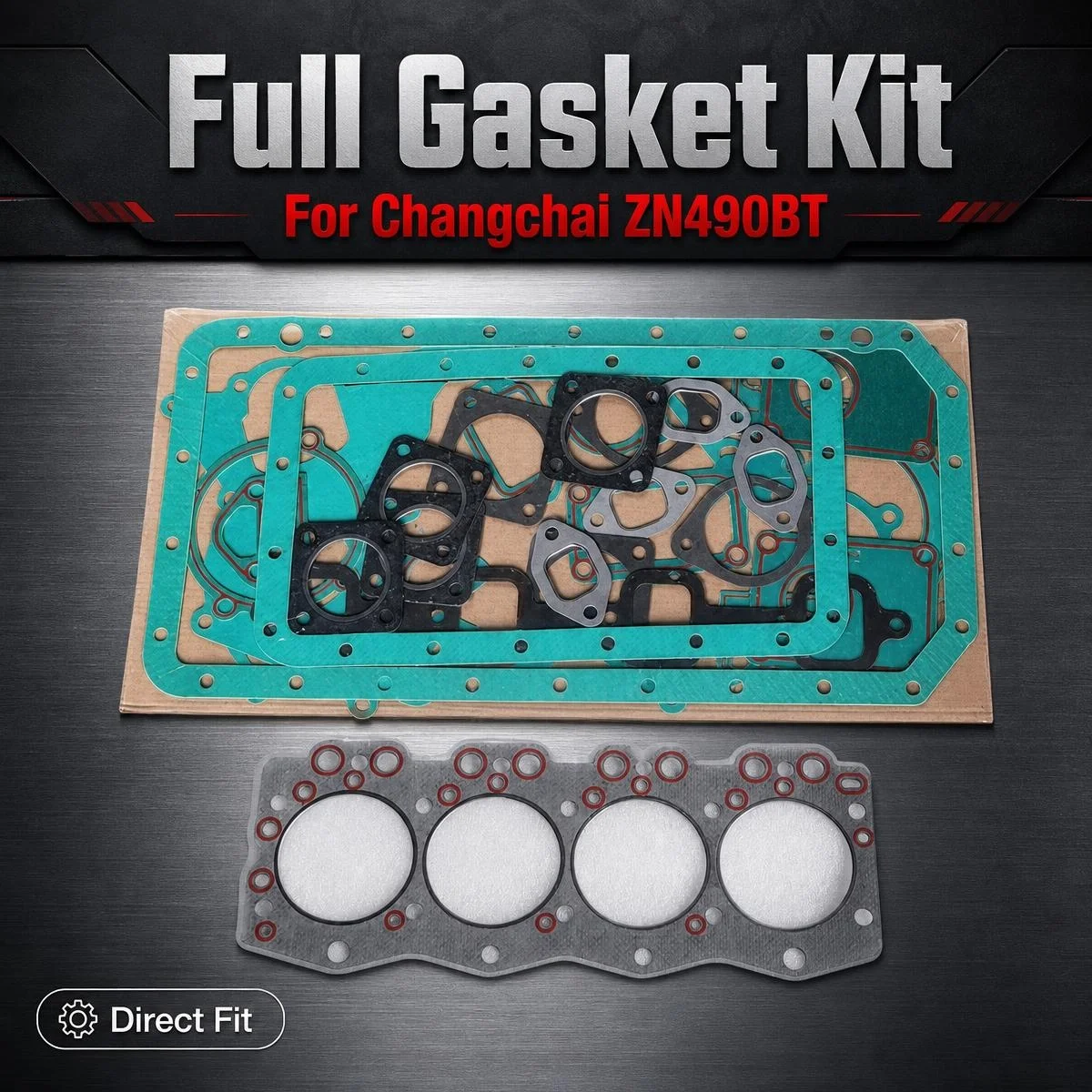 Set of Gaskets Kit Including Cylinder Head Gasket for Changchai ZN490BT