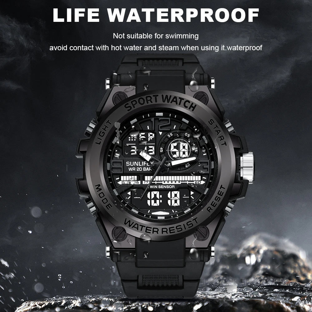 Sunlifex 2024 Top Brand Men's Watches 5ATM Waterproof Sport Military Wristwatch Quartz Watch for Men Clock Relogio Masculino