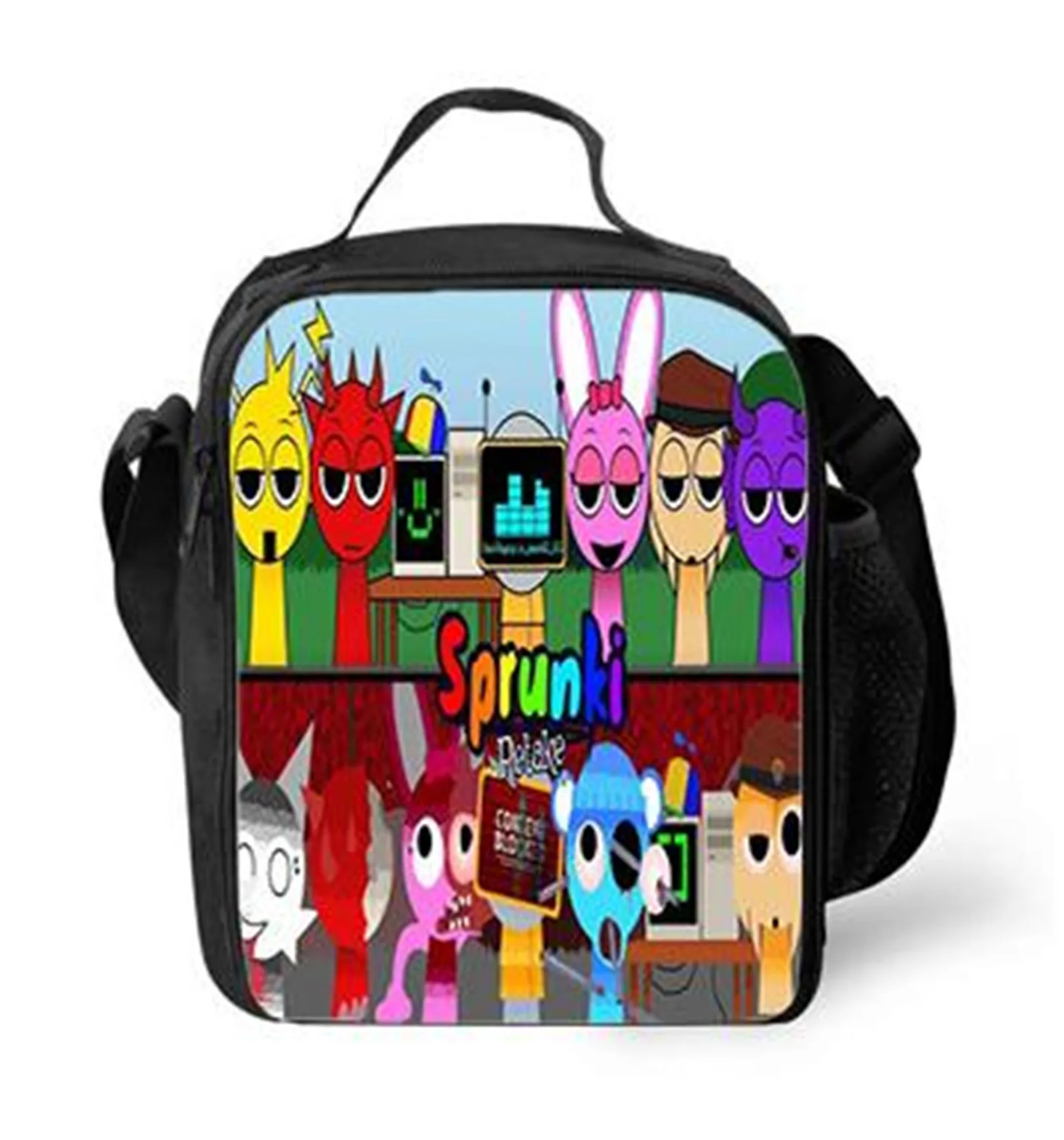 Lightweight Sprunki Lunch Bag Kid Boy Girl School Lunch Tote-Durable Insulated Cooler Bag for Students