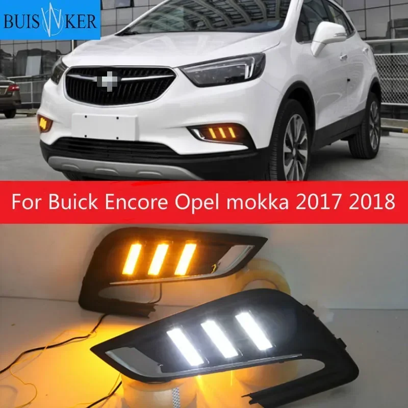 2pcs LED For Buick Encore Opel mokka 2017 2018 Driving DRL Daytime Running Light fog lamp Relay LED DRL Daylights