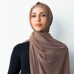 Hijab in chiffon con set sottopelo abbinato Copri collo Cappellini in jersey di cotone Donna Set hijab musulmano Sciarpa per capelli 180 * 70 cm