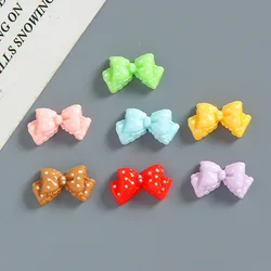 10 pezzi Kawaii Pink Dot Bow Cartoon fai da te accessori in resina lucida parte per fermaglio per capelli cassa del telefono tazza d'acqua decorazione per unghie fascino