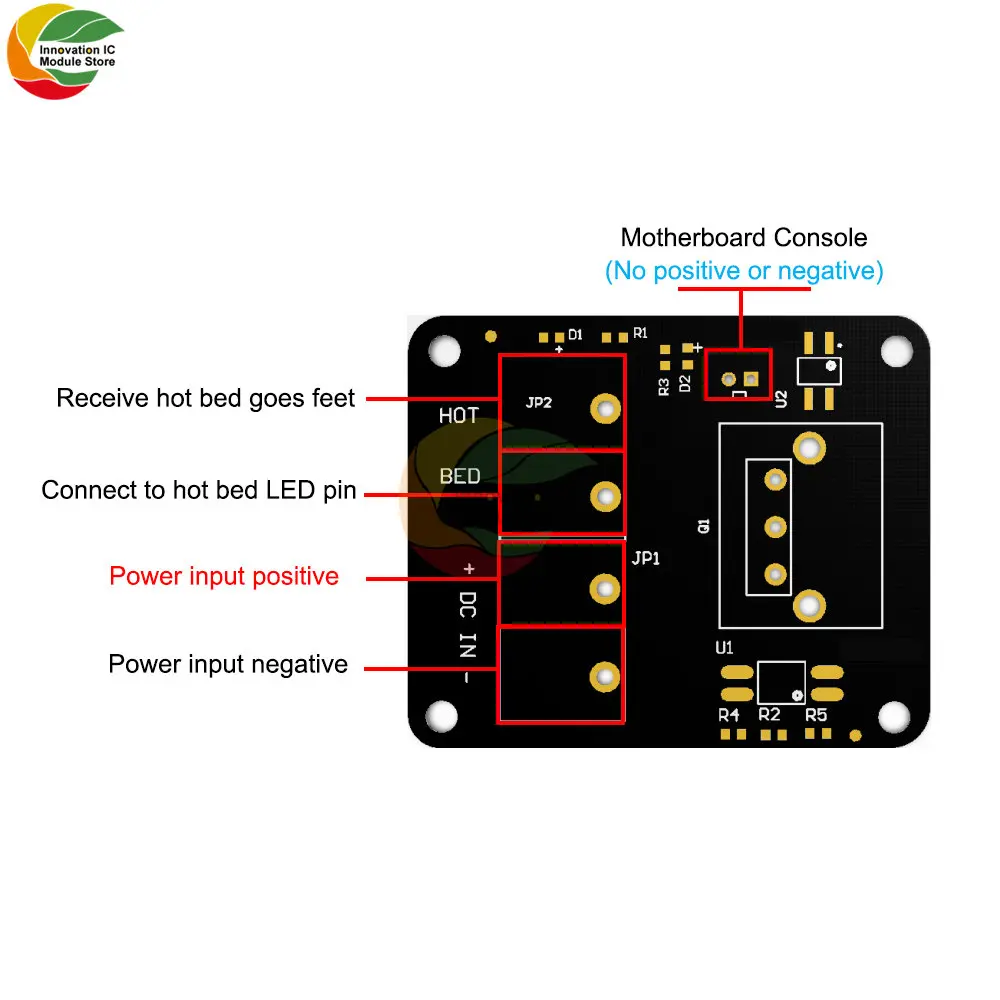 3D Printer Hot Bed High-power Expansion Board Heating Controller MOSFET High Current Load Module 25A 12V or 24V for 3D Printer