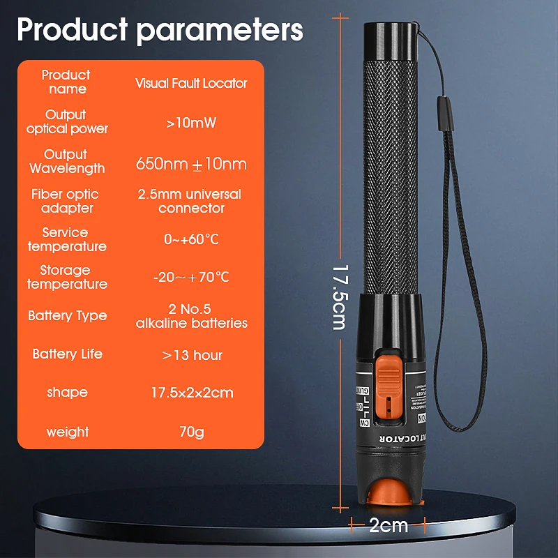 Pluma probadora de Cable de fibra óptica FTTH, localizador Visual de fallos de 1/10/20/30/50mw, interfaz SC/FC/ST de 2,5mm, rango VFL de 5-50Km