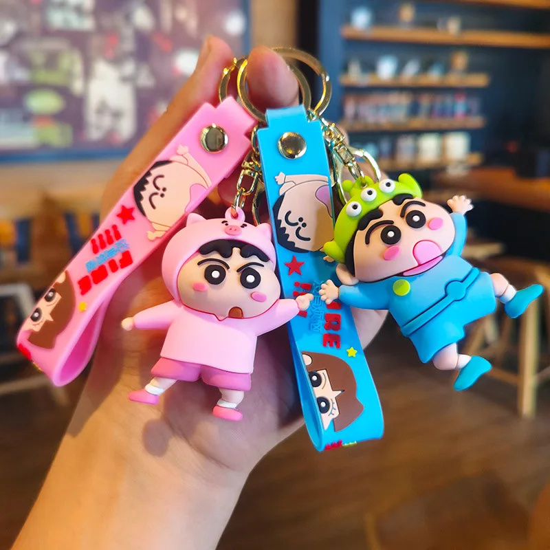 

Anime Crayon ShinChans Cartoon Cross Dressing Key Buckle Creative Peripheral Cartoon Backpack Pendant Decoration Boy Girl Gift