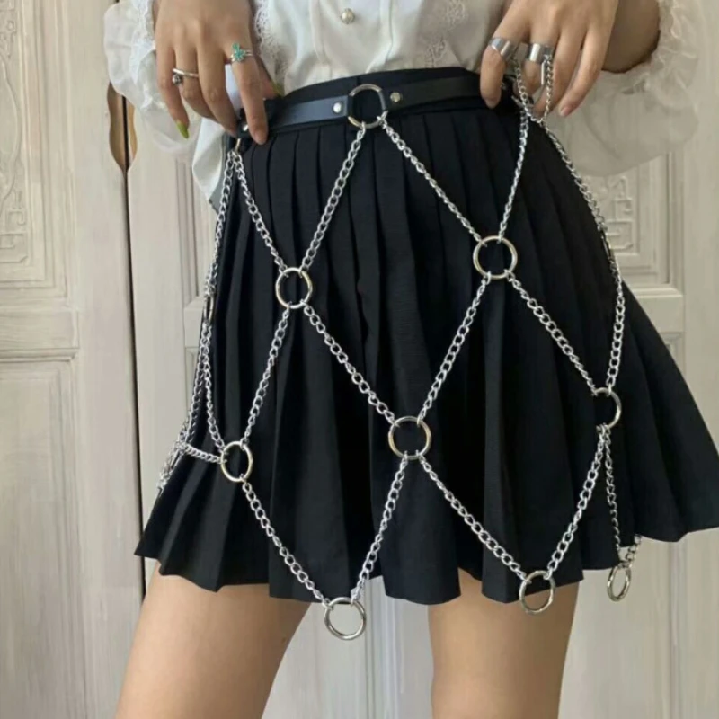 Women Garters Heart Punk Waist Belt with Metal Chain Sexy Pu Leather Goth Garter Belt Harness Suspender Hip Hop Rock Accessories