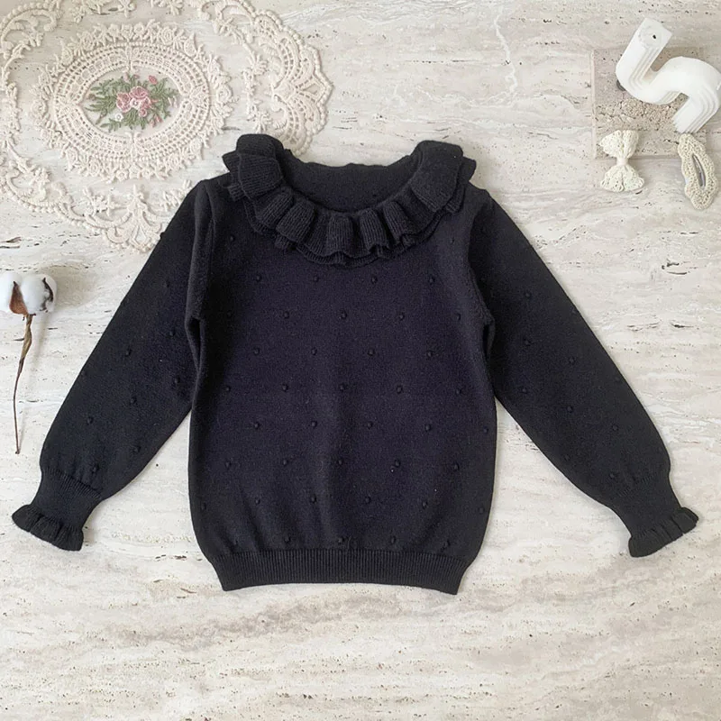 Korean Style Autumn Winter Baby Girls Pullover Sweater Long Sleeved Solid Color Kids Knitting Clothing Children Pullover Sweater