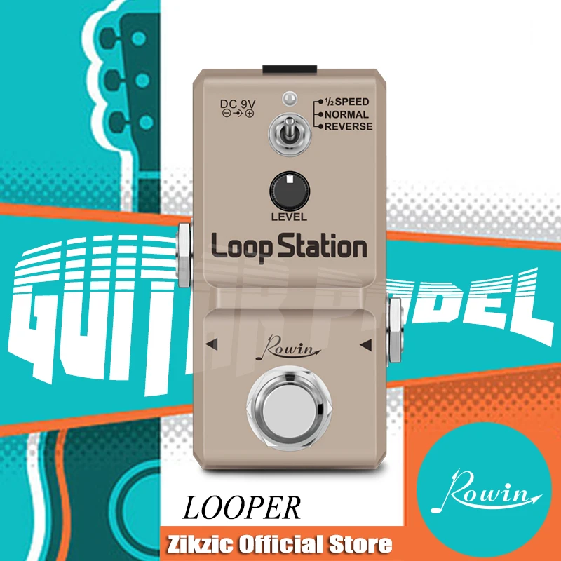 Rowin LN-332S Loop Station 48K Looper Pedal Unlimited Overdubs 10 Minutes of Looping, 1/2 Time and Reverse Pedal True Bypass