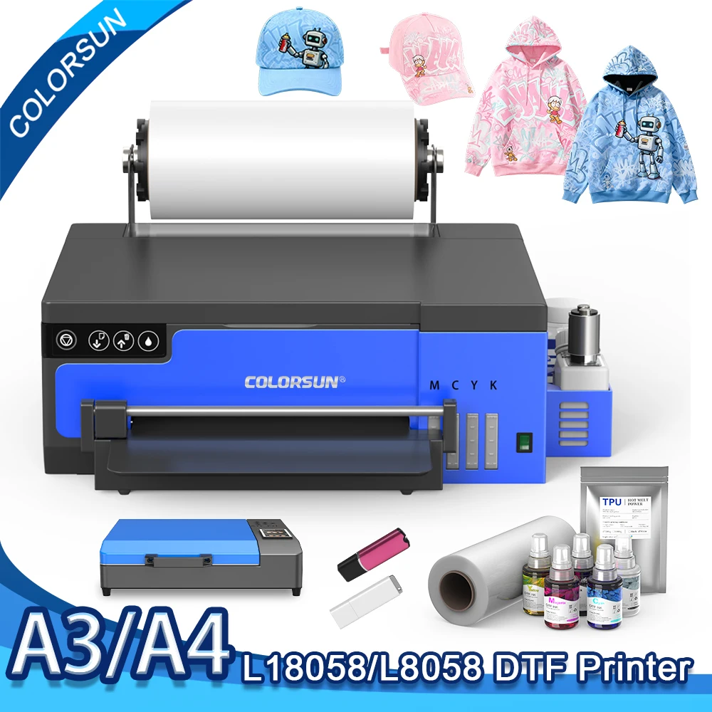 

Colorsun A4/A3 DTF Printer XP600 Impresora DTF Printing Machine Driect to Film Heat transfer DTF Printers For T-Shirts Hoodies