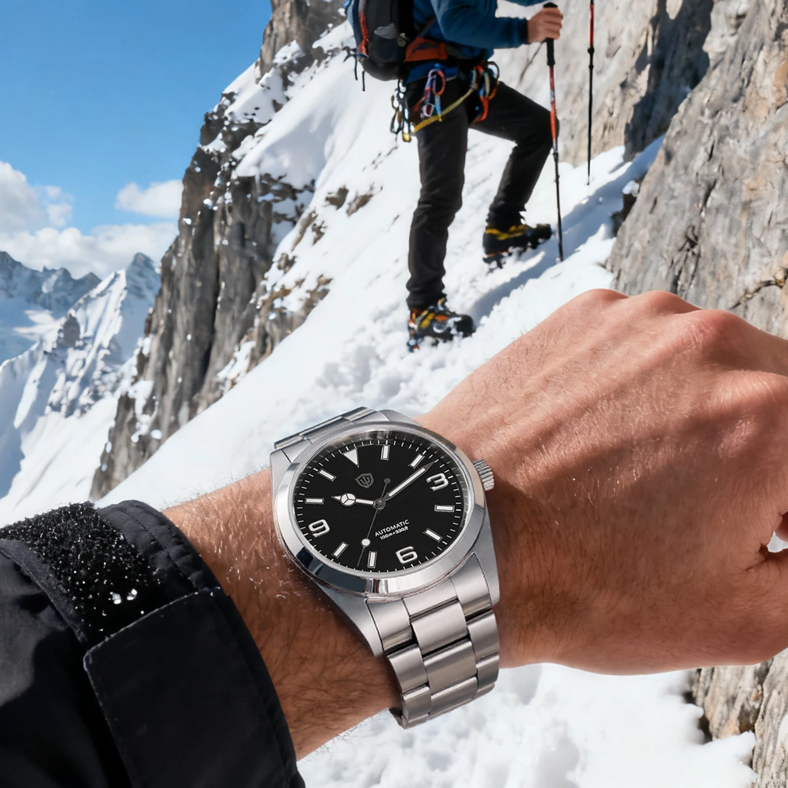 Watchdive WD6610 ساعة ميكانيكية فاخرة ميوتا 9015 حركة الياقوت مضيئة 100 متر مقاوم للماء 37 مللي متر ساعة التاريخ التلقائي