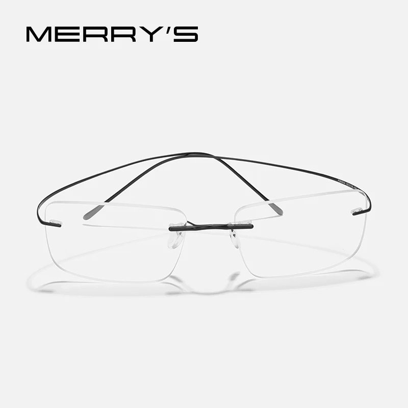 MERRYS DESIGN Pure Titanium Rimless Optical Glasses Men Women Frameless Prescription Eyeglasses Frame Ultralight Eyewear S2634