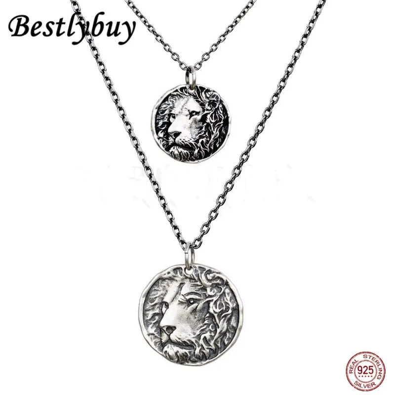 

Lion Pendants 925 Sterling Silver Necklace Pendant Round Pendants Women Men Silver Jewelry Thai Silver European Style Gifts