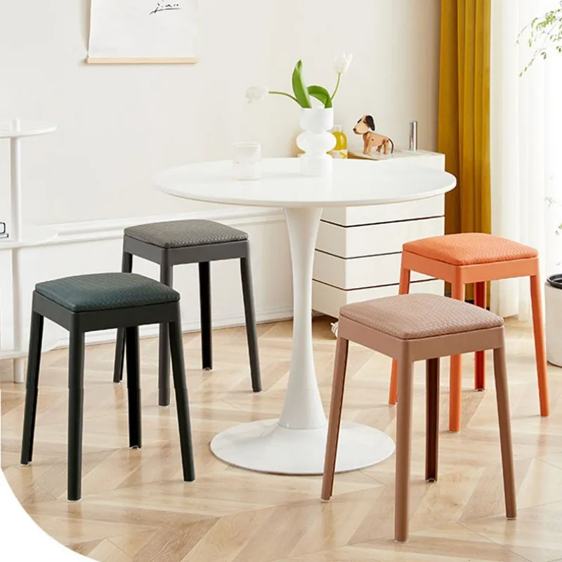 

Simple household square stool Modern plastic thickened stool Living room can be stacked for adults High stool Glue