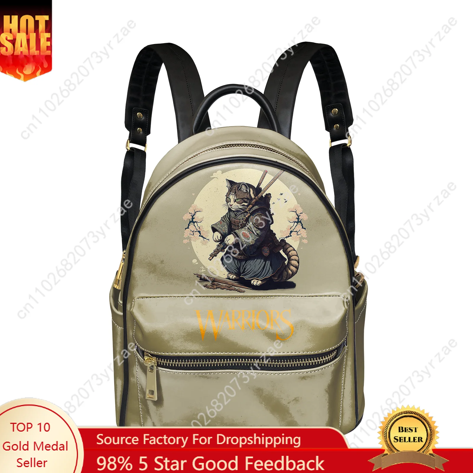 Cat Warrior Backpack Mens Womens Knapsack Personalized Pattern Double Shoulder Bag Business Travel Bookbag Custom Made Daypacks