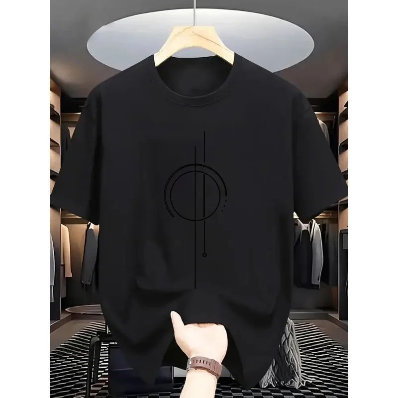 2026 Neues Minimalistisches Abstraktes Grafik-T-Shirt für Herren Lässige Streetwear Kurzarm Baumwoll-Oberteil – Detail 3