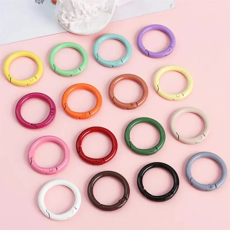 10PCS 23.5mm Metal Spring O Rings,Round Spring Snap Clasp Keychain Loop,DIY Bag Charm Keyring Jewelry Making Accessories