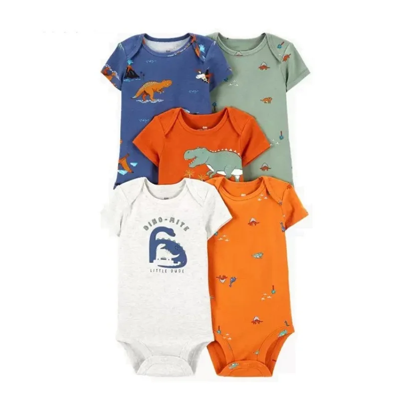 5Pcs Summer Newborn Baby Girls Boys Clothing Toddler Bodysuits Short Sleeve Kids Clothes Cotton Cartoon Ropa Bebe Jumpsuit 6-24M