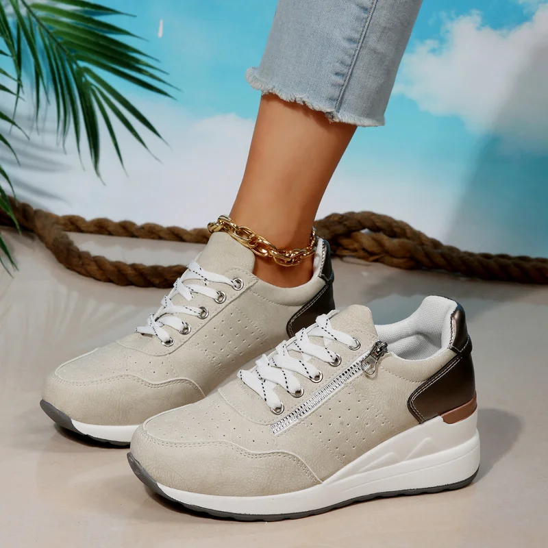 Women Casual Platform Sneakers 2024 Autumn New Lace Up Thick Bottom Sport Shoes Woman Fashion Anti Slip Flats Vulcanized Shoes