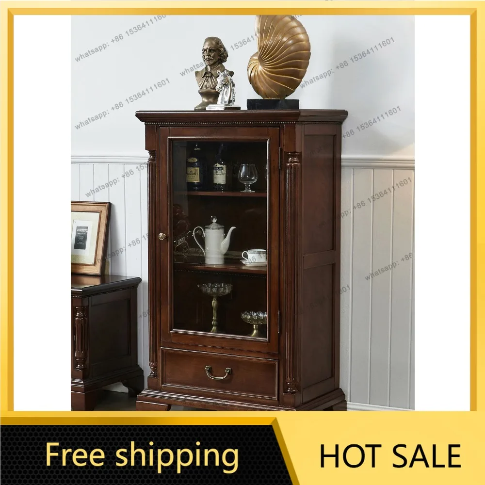 FG American all-solid wood locker sofa against the wall next to the TV wine cabinet