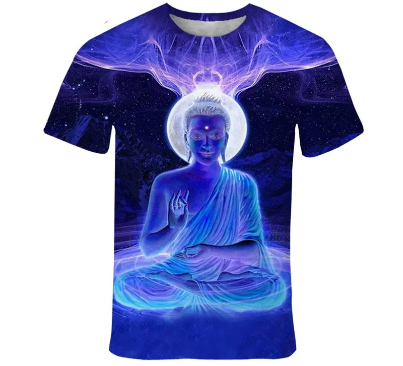 

Shakyamuni Buddha Graphic T Shirt For Men Summer 3D Printed Religious T-Shirts Casual Street Short Sleeve Crew Neck Tops Tees