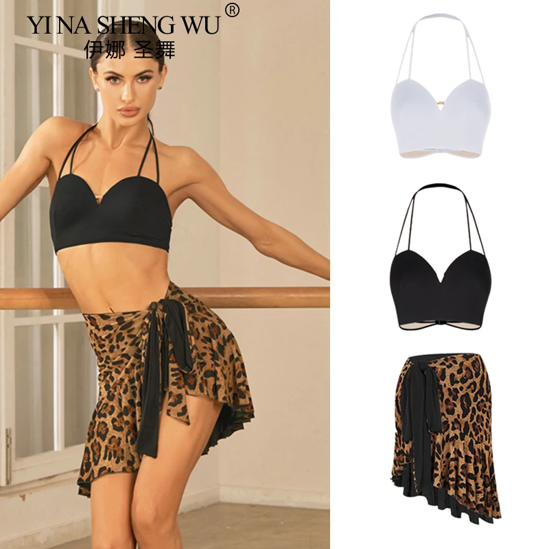 New Women'S Chacha Latin Dance Costume Adults Backless Latin Top Tie up Skirt Female Performance Dance Clothing SL12784