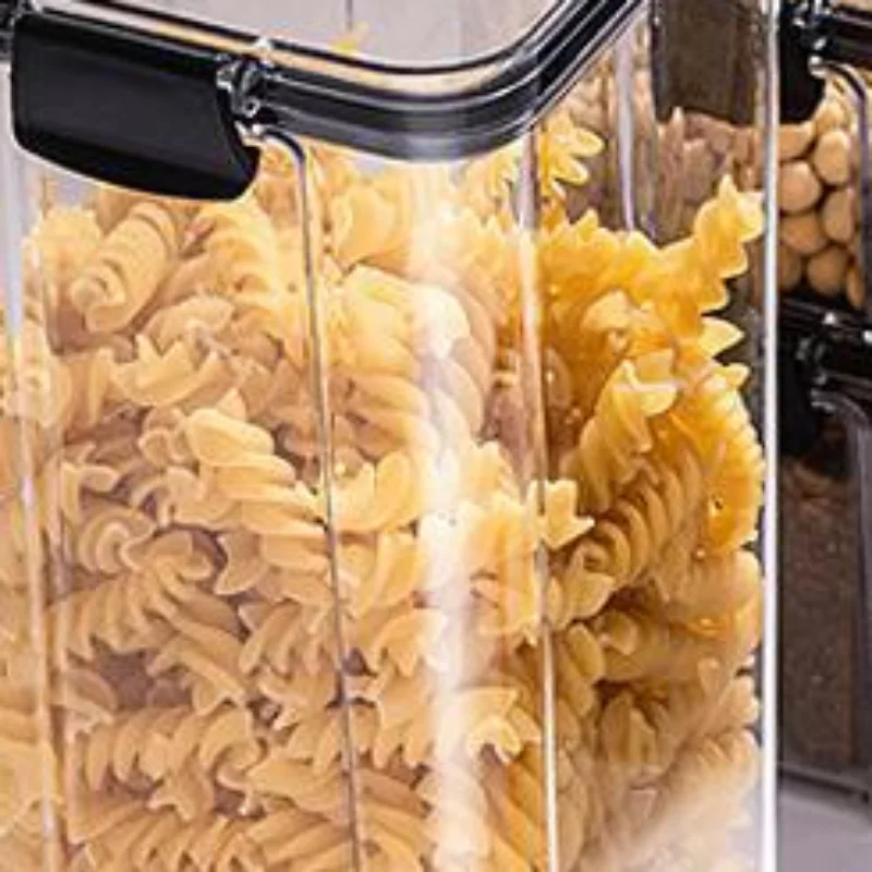 Clear Square Thickened Plastic Airtight Storage Jar BPA Free Food Container for Grains Dried Snacks Storage