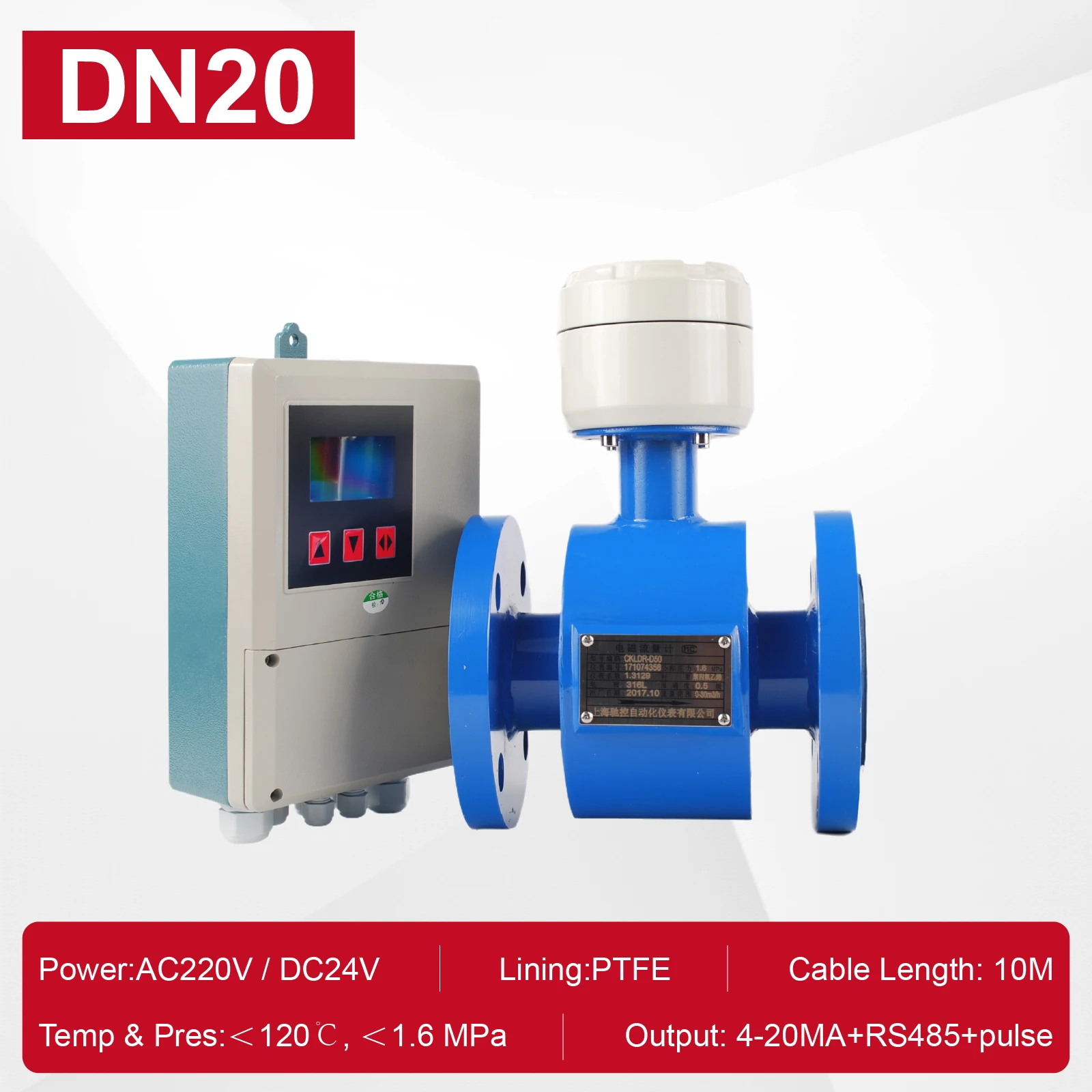 Electromagnetic Flow Meter DN10-DN50 for Sewage Liquid 4-20mA RS485 Output Digital High Precision Sensor