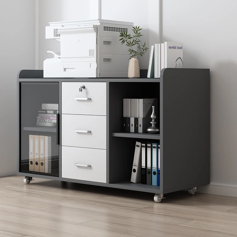 

Office Low filing cabinets Glass door small Organizer Storage cabinet removable Multipurpose meuble rangement bureau furniture