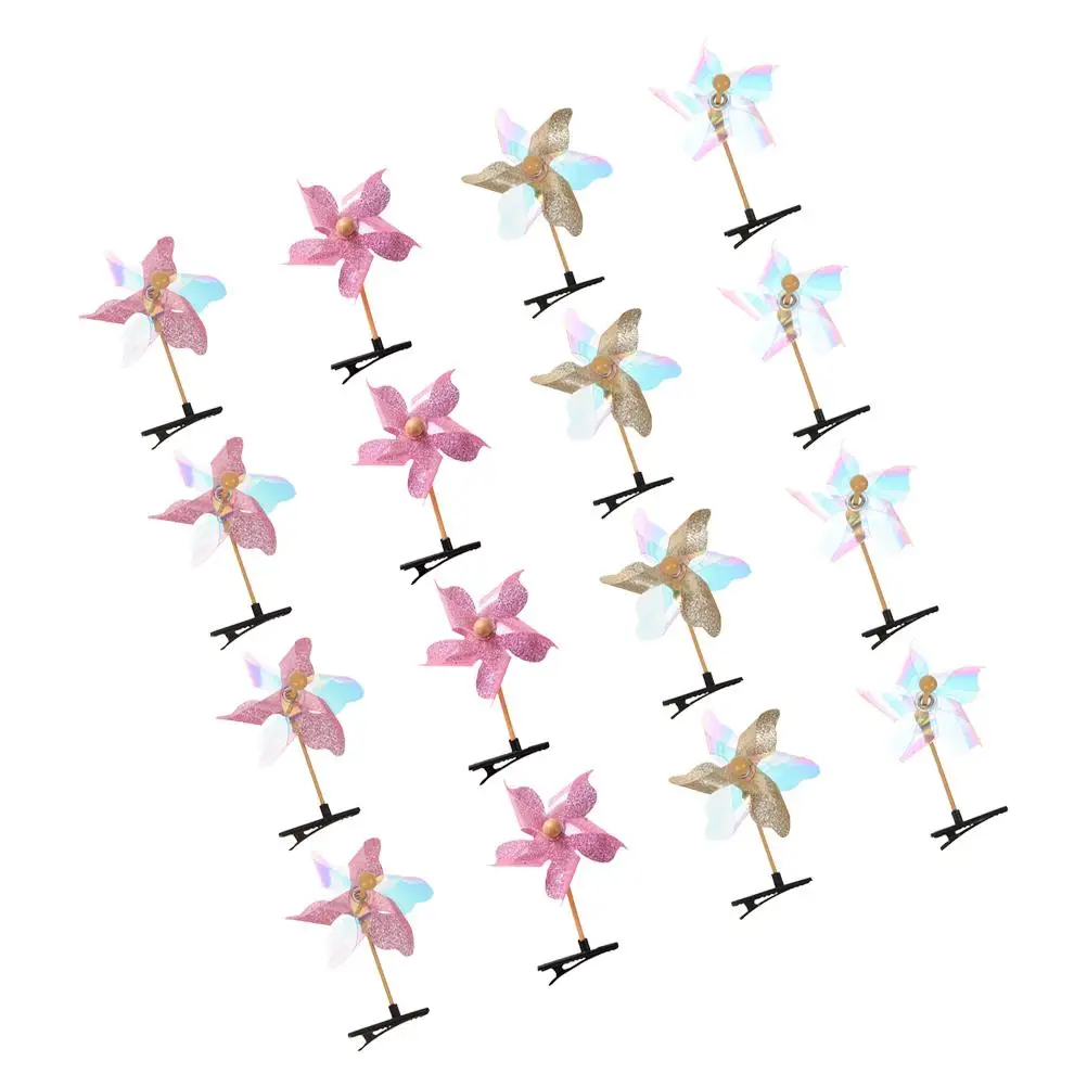 16 Pcs Little Girl Hair Accessories Girls Windmill Clips Glitter for Metal Toddler