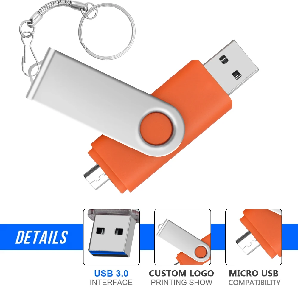 USB Flash Drive 3 IN 1, pena Drive USB 3 IN 1 USB3.0 & MIRCO OTG 64GB 128GB 256GB kecepatan tinggi dengan dapter Tipe c