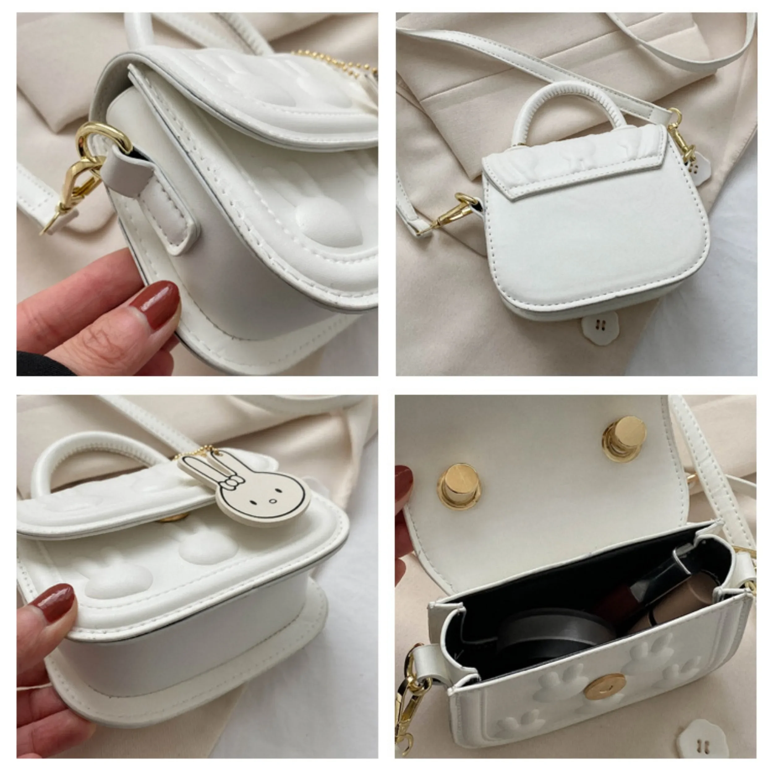 Kinder Mini Kleine Vierkante Tas Schattig Konijn Meisje Messenger Bag Crossbody Tassen Meisjes Pu Lederen Handtassen Portemonnees En Prinses Handtassen