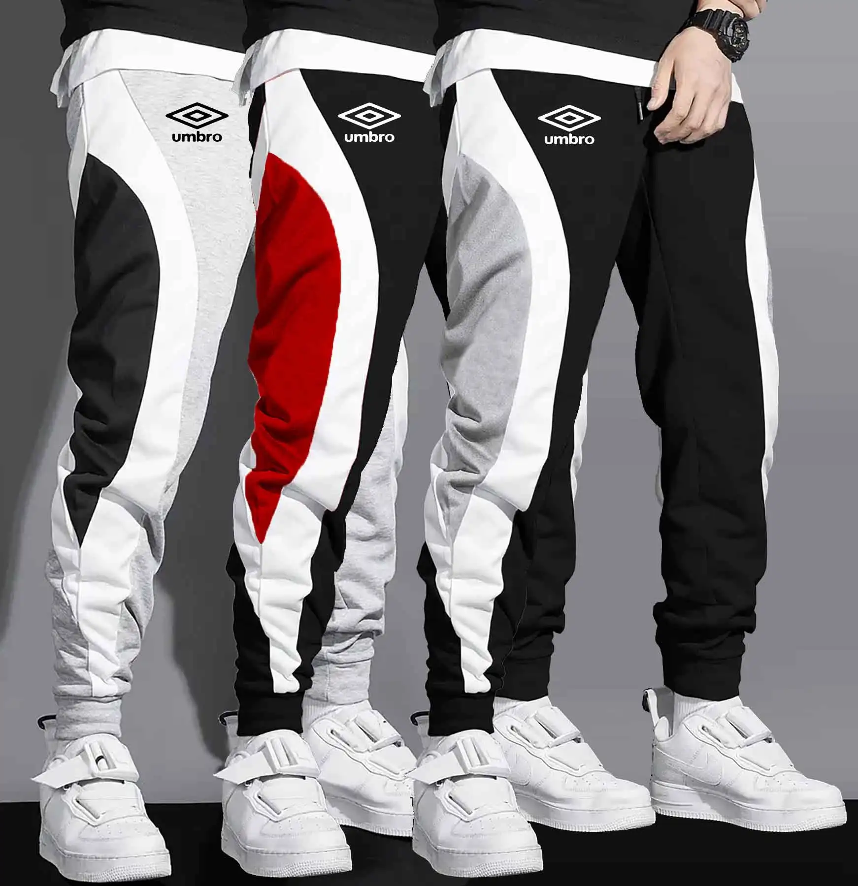 

Men'S Casual Color Block Joggers - Loose Fit, Elastic Waistband, Drawstring, Pockets, All-Season Comfort, Black & White Striped