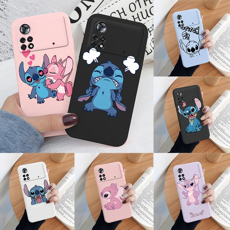 Super Cute Stitch Case For POCO X4 Pro 5G Bags POCO M4 Pro 4G 5G Phone Case Soft Silicone Shell Cover For Xiaomi Poco X4 Pro