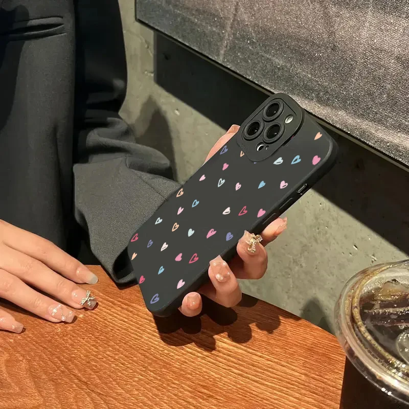 Colorful Small Love Heart Silicone Soft Phone Case For iPhone 15 16 17 Pro Max 11 12 13 14 XS XR X 7 8 Plus 16E Shockproof Cover - náhled 5