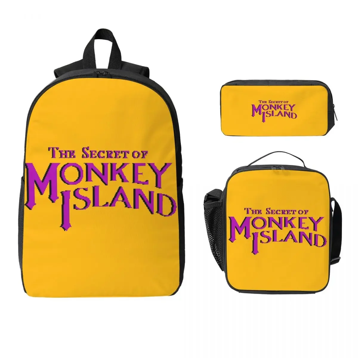 Secret Of Monkey Island Backpack Student Boy Girls BookBag School Bag Computer Shoulder Bags 3ps Insulated Lunch Bag Pencil Case