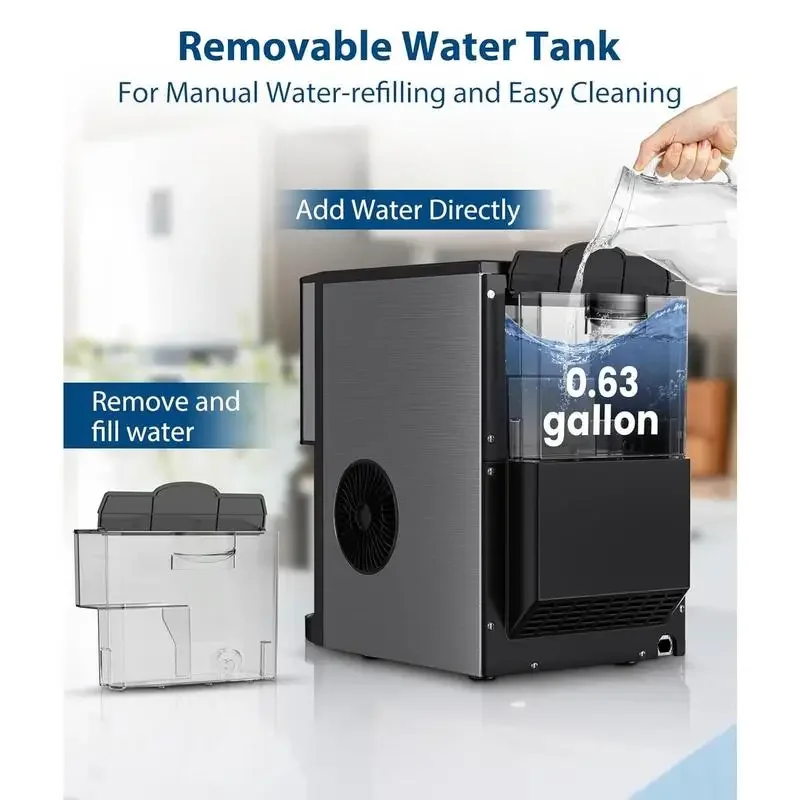 COWSAR Nugget Ice Maker Dispenser, Self Dispensing Pellet , 44lbs/24H,  3.3lbs Ice Storage, Ice Full Indicator, Self-Cleaning