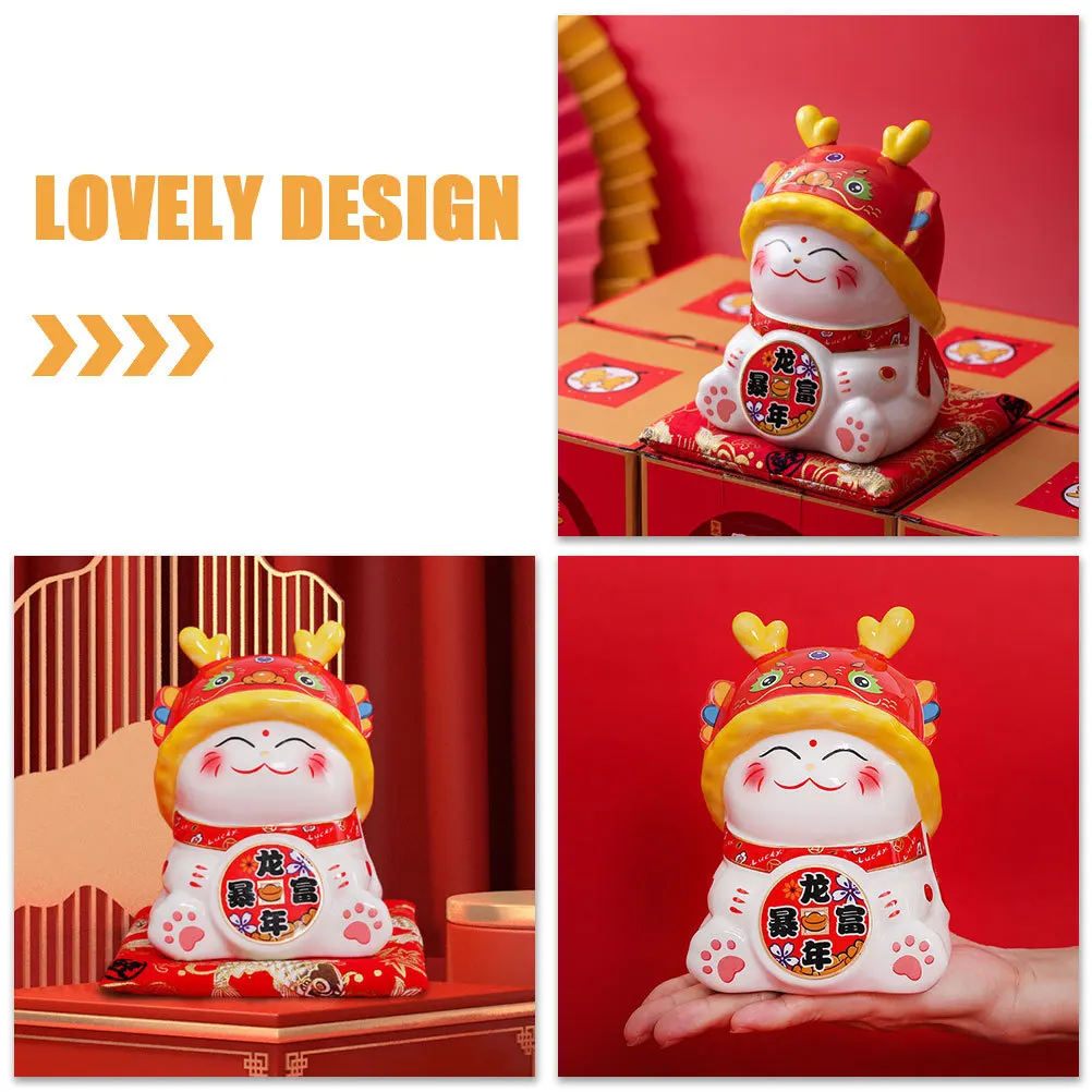 

Cute Ceramic Luck Cat Piggy Bank for Girls Creative Money Box for Birthday Gift Cash Coin Saving Pot Decorative Desktop Ornament
