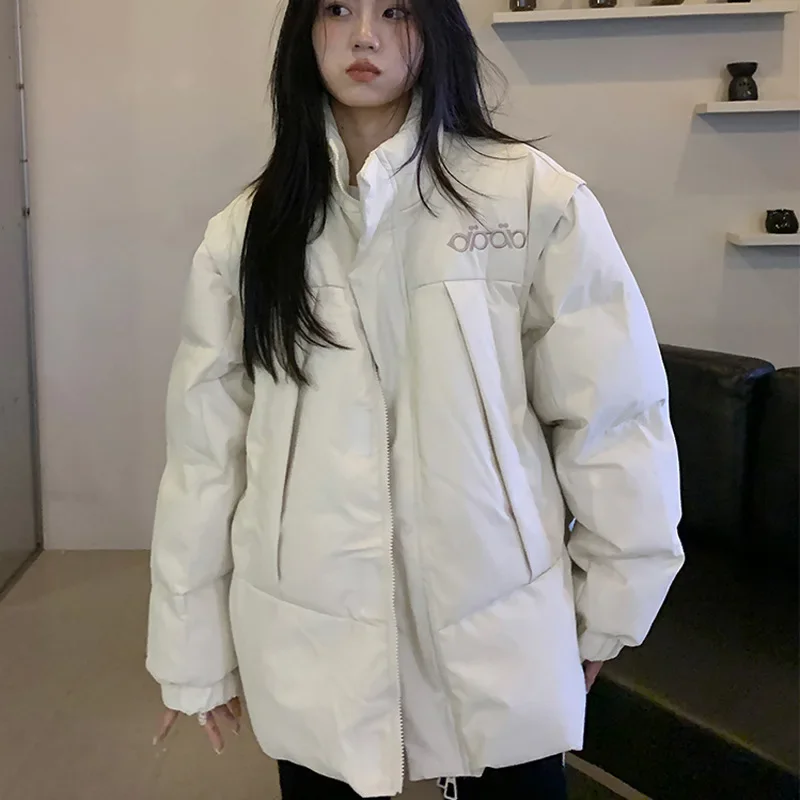 Detachable Sleeves Cotton Jacket for Women Autumn and Winter 2024 New Loose  Cotton Jacket for Women