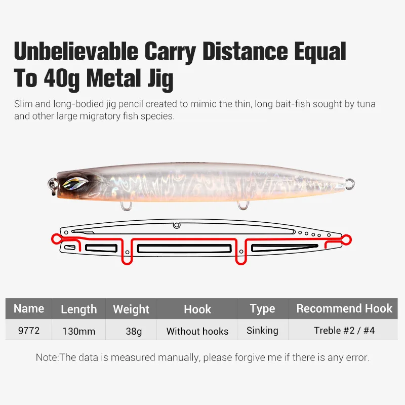 NOEBY Señuelo stickbait hundido lápiz para jigging costa atún - imagen 4