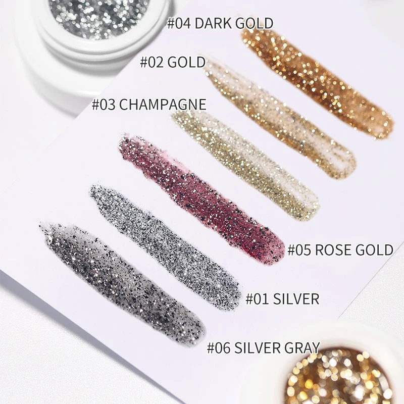 1jar High-density Glitter Platinum Nail Art Gel Line Drawing Painting Gel Varnish UV Soak Off Glitter Metal Painted Finish Glue*